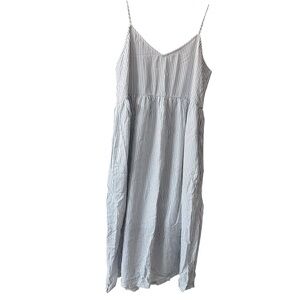 Bobeau Steel Blue and White Textured Striped Spaghetti Strap Sundress,‎ Size XL